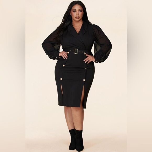 ❤️NEW L’ATISE BY AMY PLUS SIZE BLACK BLAZER DRESSES - Picture 3 of 16